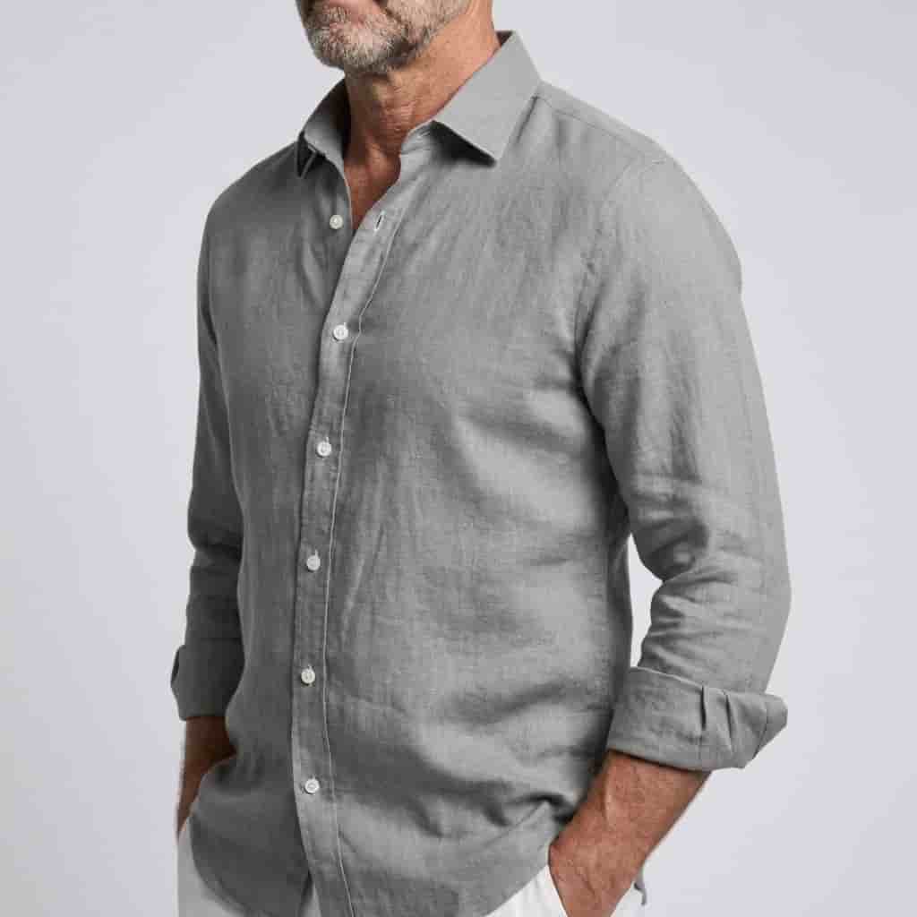Camisa de lino cómoda y flexible para hombre