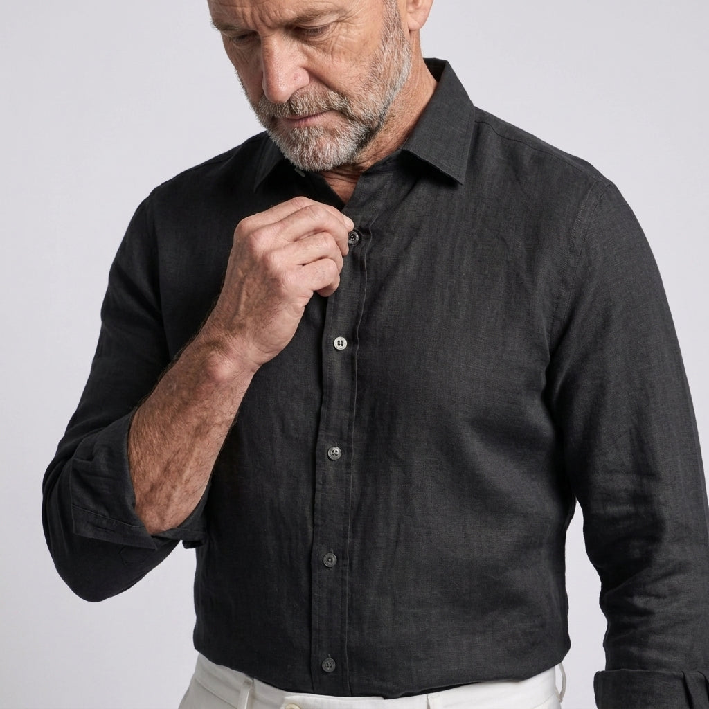 Camisa de lino cómoda y flexible para hombre
