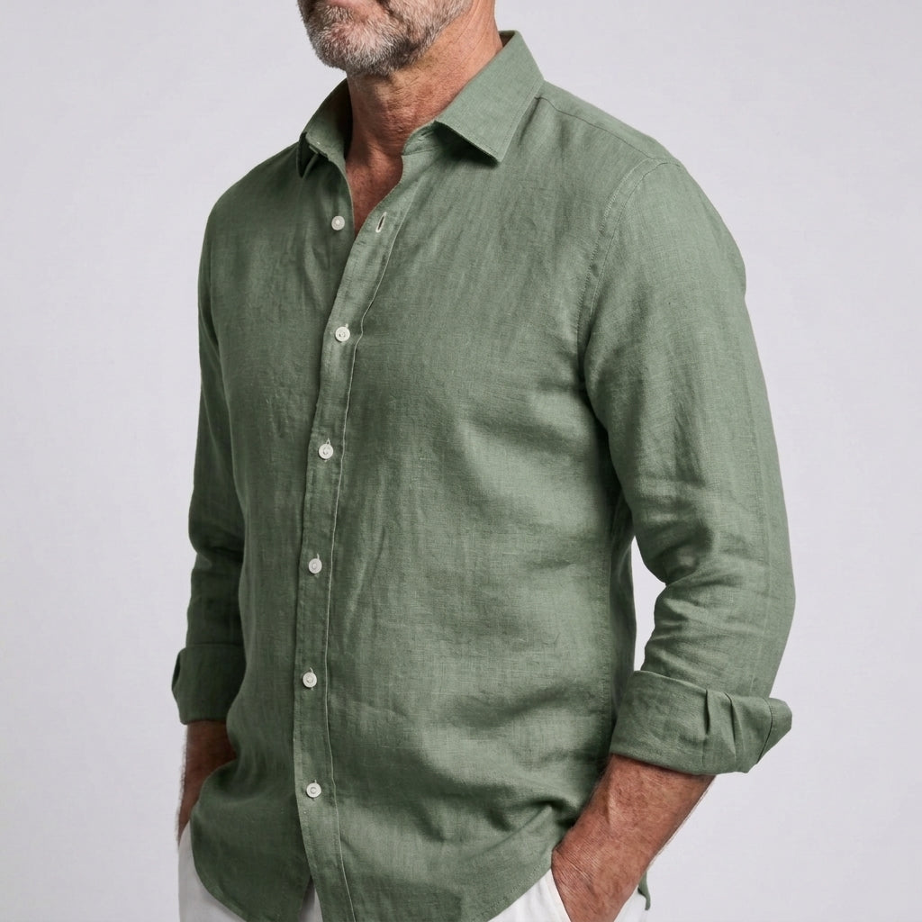 Camisa de lino cómoda y flexible para hombre