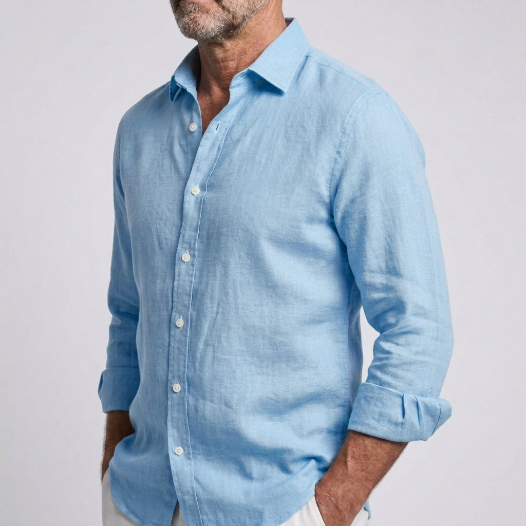 Camisa de lino cómoda y flexible para hombre